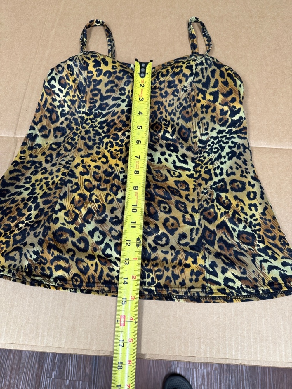 ##106, Size 10, Leopard Print Spaghetti Strap Cami Brown Multi - Picture 3 of 6